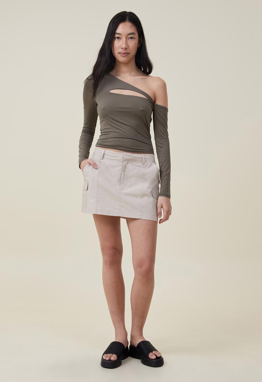 Cotton On - Cody cut out long sleeve top - soft olive