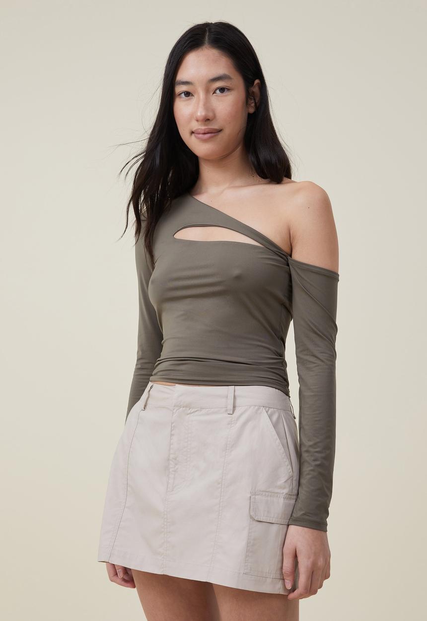 Cotton On - Cody cut out long sleeve top - soft olive