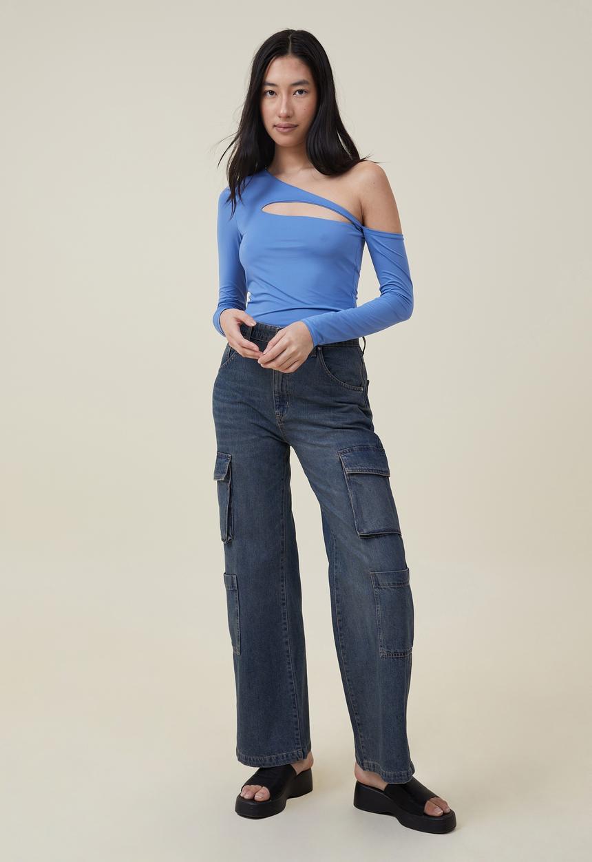 Cotton On - Cody cut out long sleeve top - corn flower blue