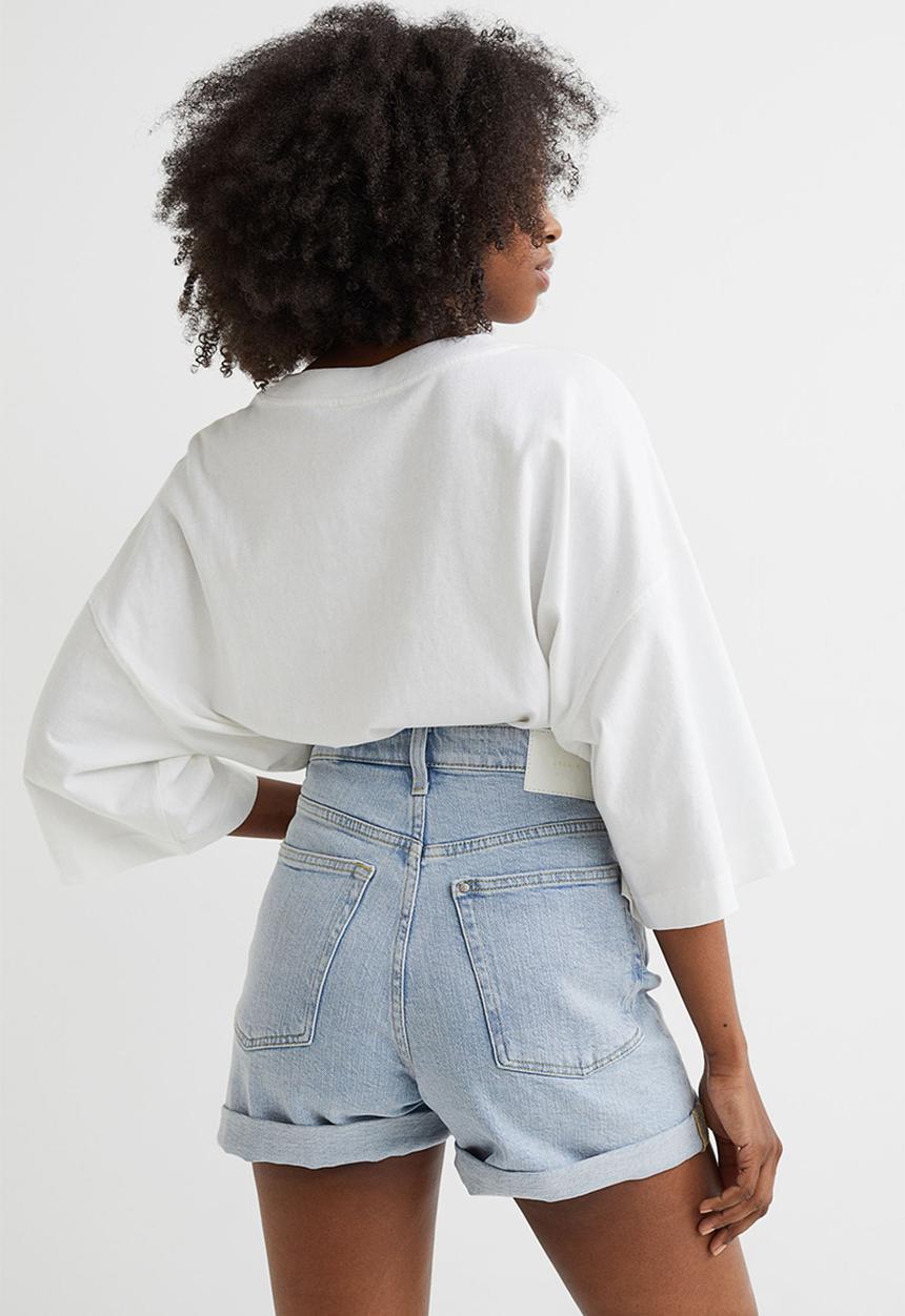H&M - Mom ultra high denim shorts - light denim blue