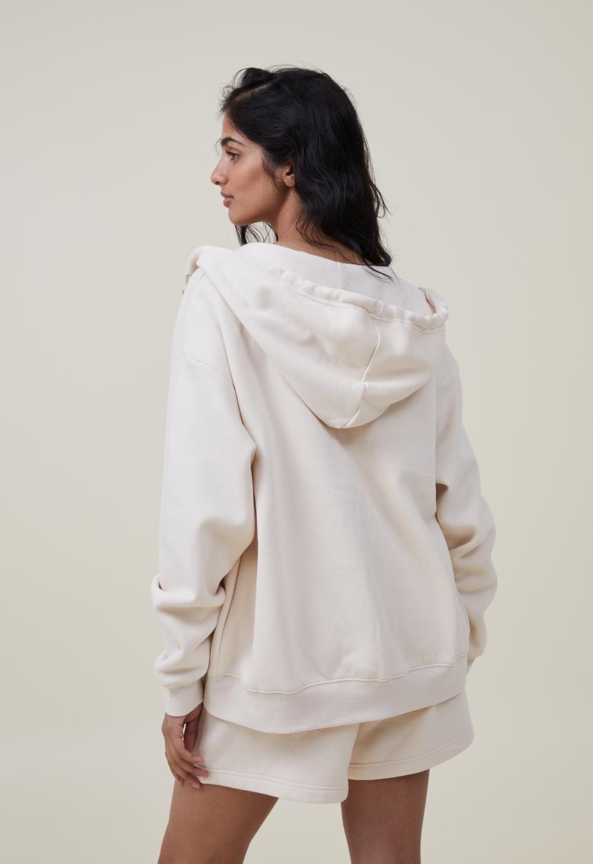 Cotton On - Classic zip-through hoodie - ecru