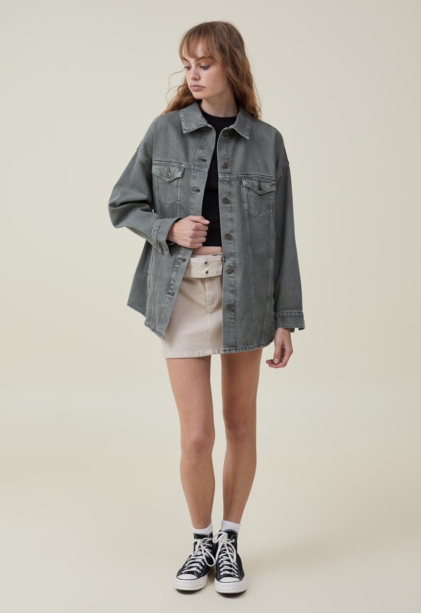 Cotton On - The denim shacket - smokey green