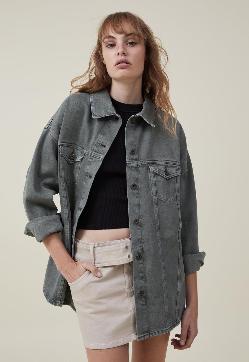 Cotton On - The denim shacket - smokey green