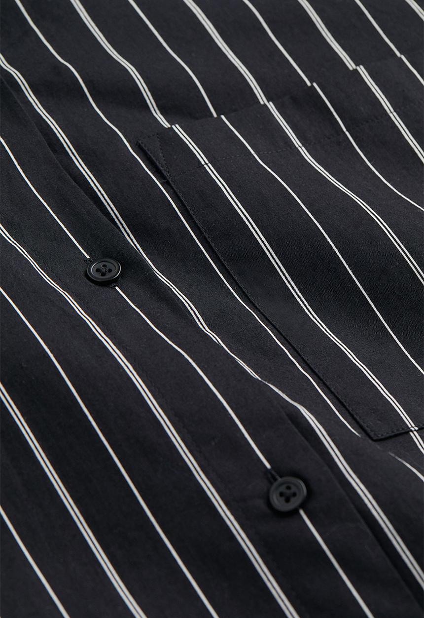 H&M - Oversized poplin shirt - black/white striped