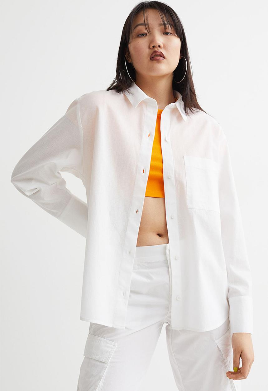 H&M - Linen-blend shirt - white
