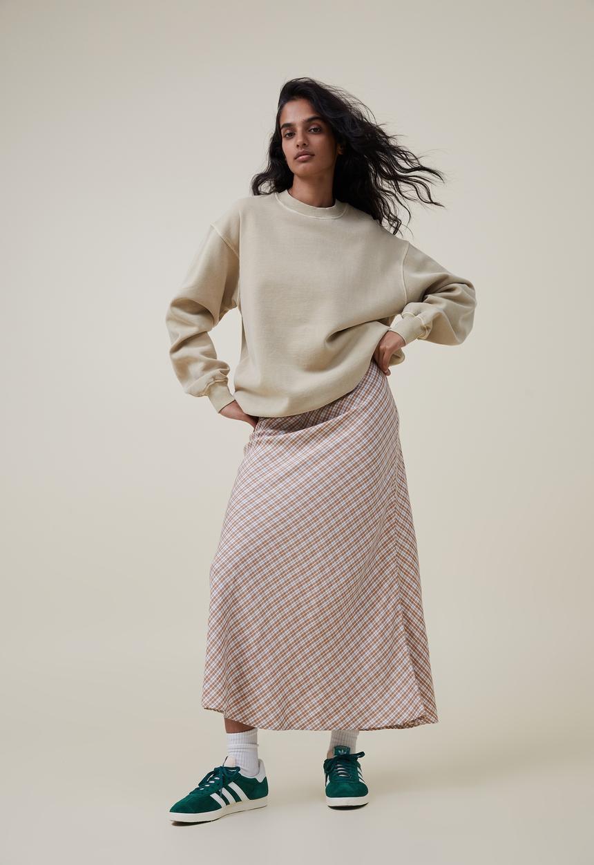Cotton On - Classic washed crew sweatshirt - washed light sand