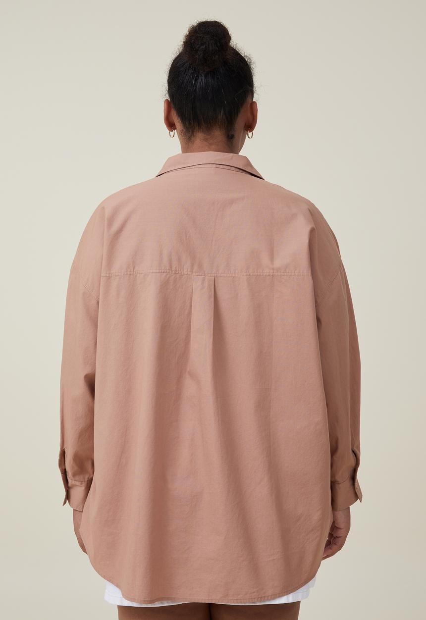 Cotton On - Curve dad shirt - chestnut