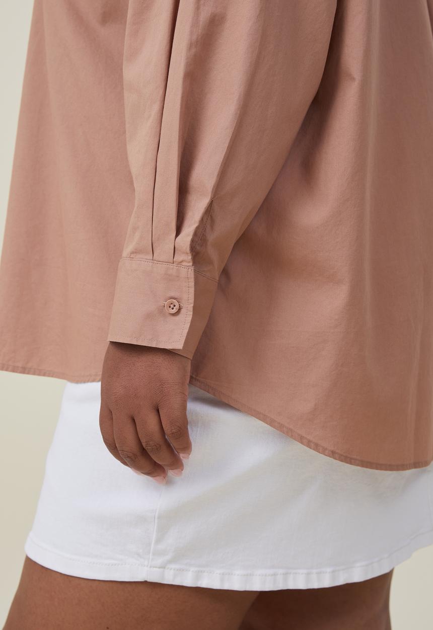 Cotton On - Curve dad shirt - chestnut