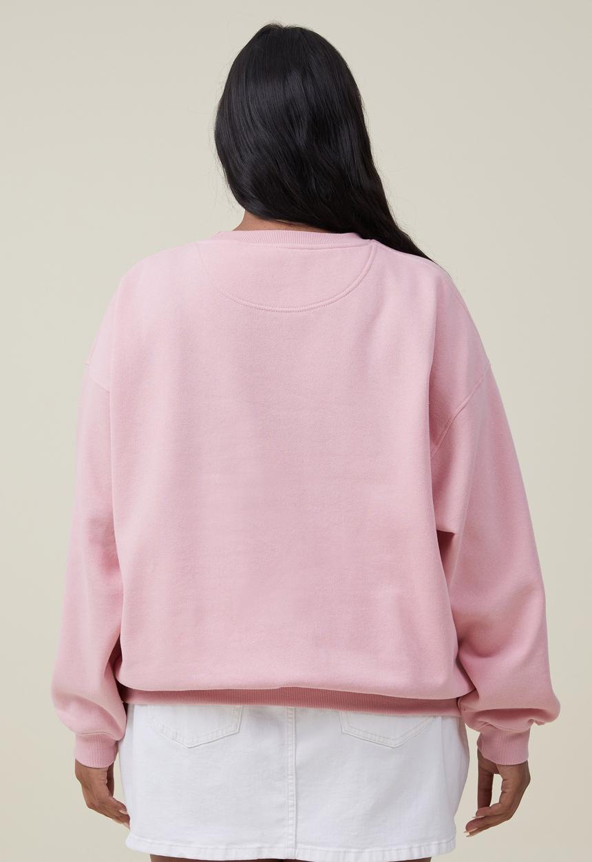 Cotton On - Curve classic graphic sweatshirt - more love/pink crush