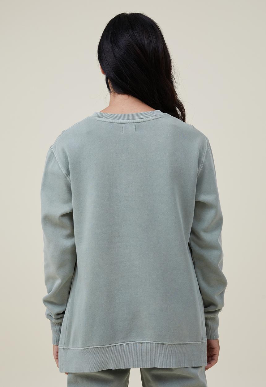 Cotton On - Maternity classic washed side split crew fleece - washed sage