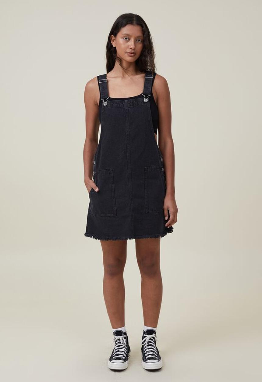 Cotton On - Denim utility pinafore dress - graphite