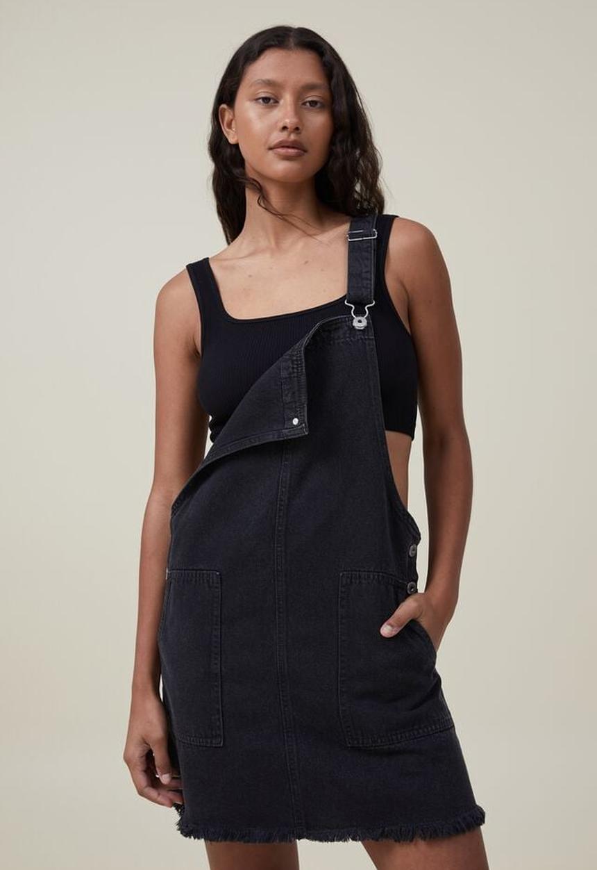 Cotton On - Denim utility pinafore dress - graphite