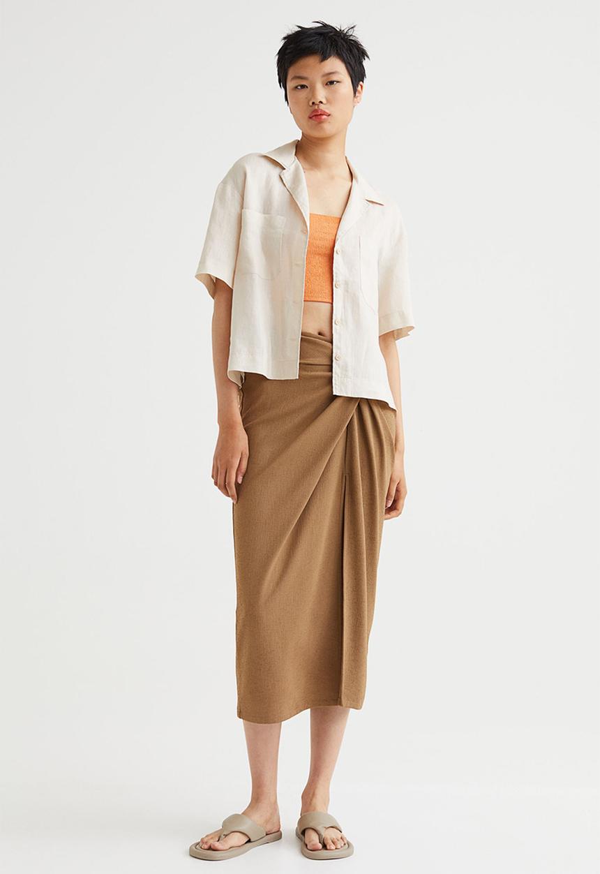H&M - Linen resort shirt - light beige