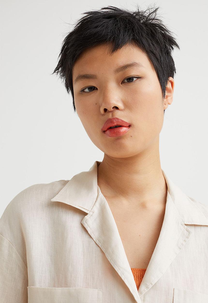 H&M - Linen resort shirt - light beige