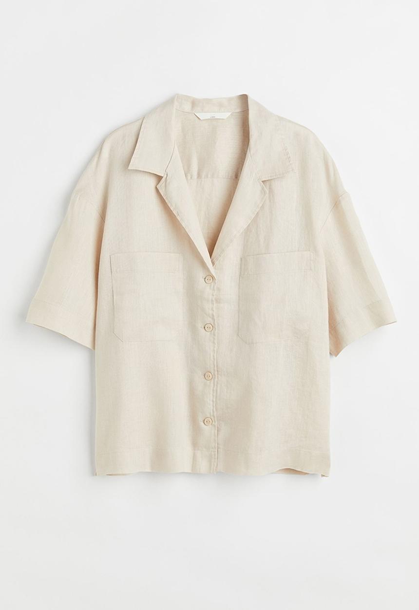 H&M - Linen resort shirt - light beige