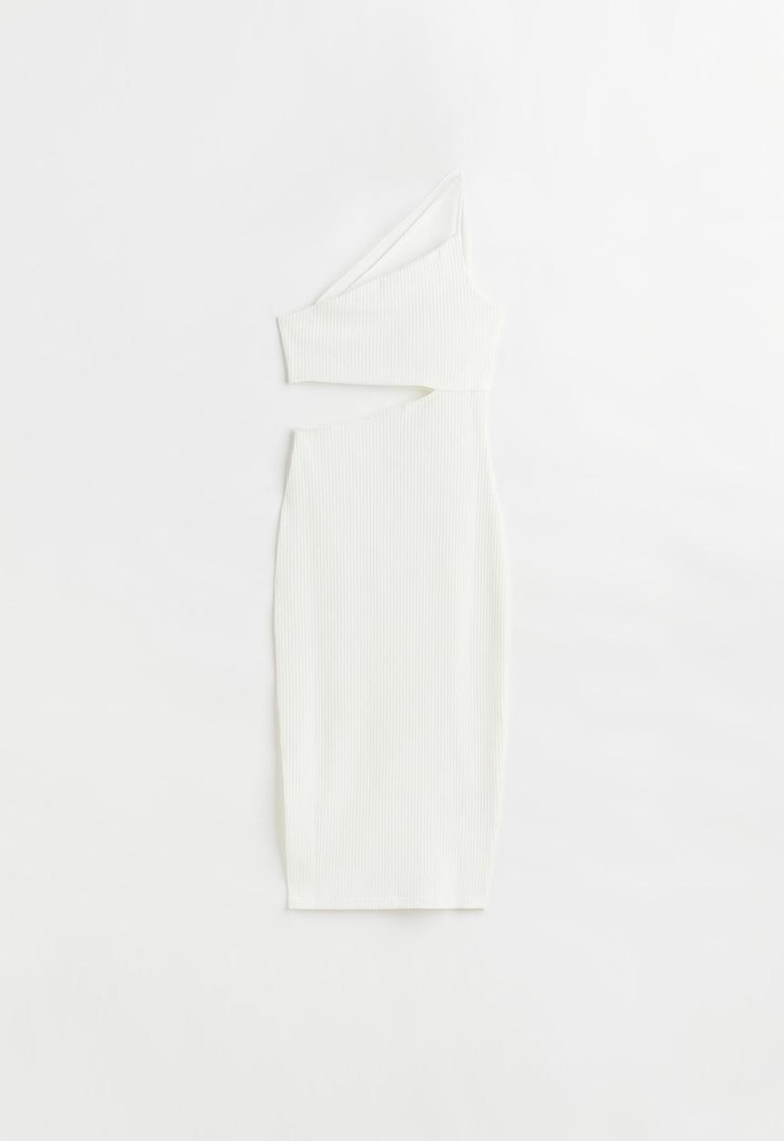 H&M - One-shoulder cut-out dress - cream