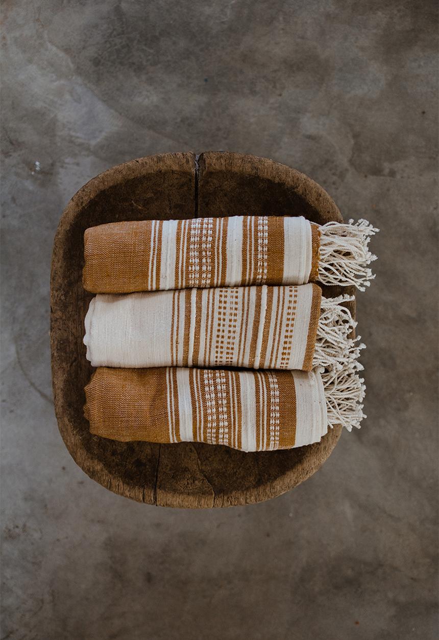 Ecru - Adwa hand towel - ochre