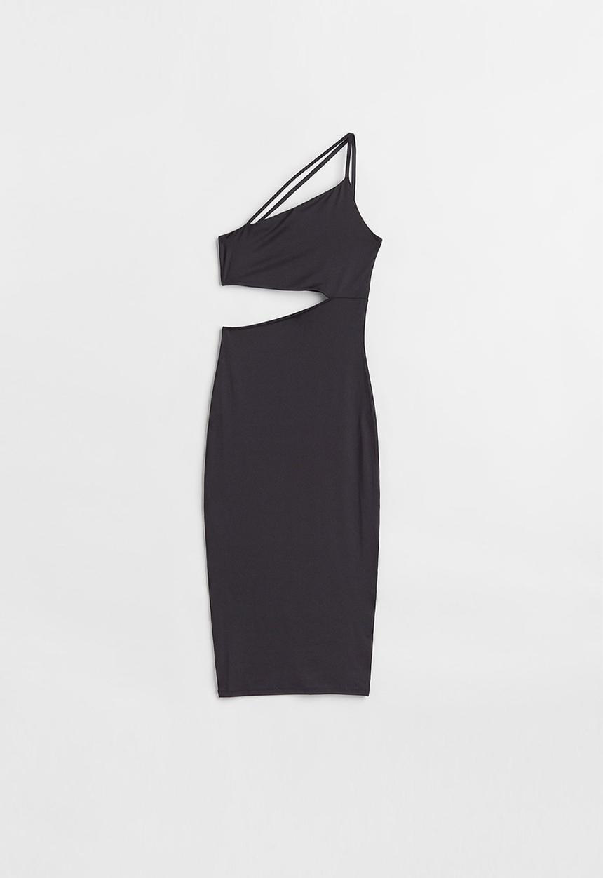 H&M - One-shoulder cut-out dress - black