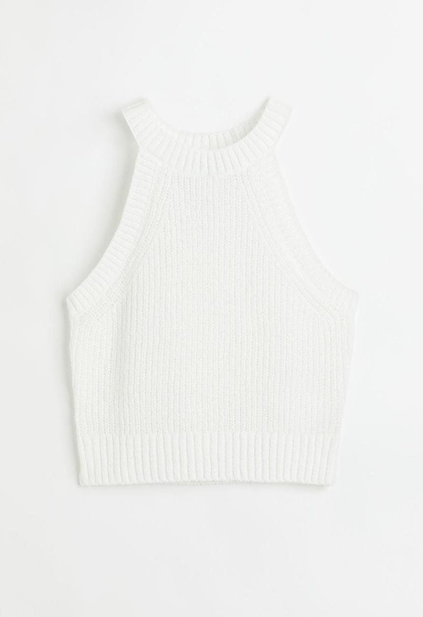 H&M - Knitted sleeveless top - white