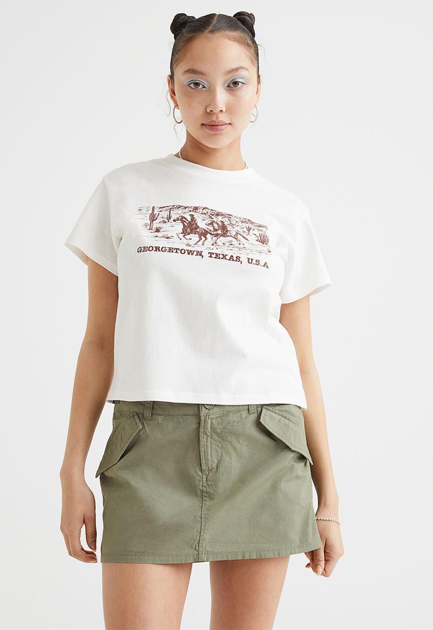 H&M - Printed T-shirt - white/cowboys