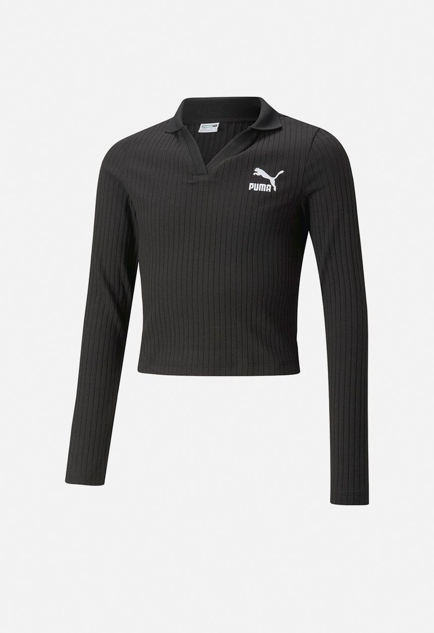 PUMA - Classics ribbed v-collar tee g - puma black