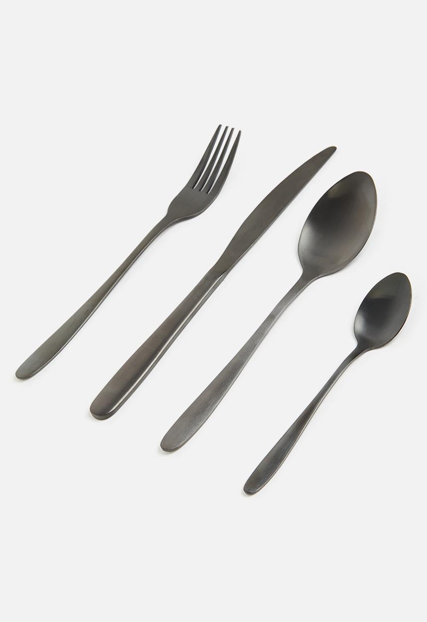 Excellent Houseware - 16 piece Cutlery set - black