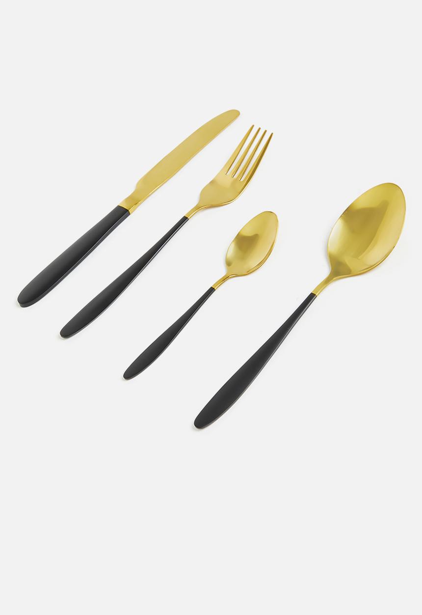 Excellent Houseware - 16 piece Cutlery - gold & black