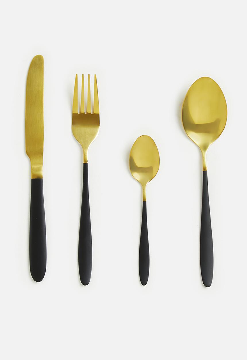 Excellent Houseware - 16 piece Cutlery - gold & black