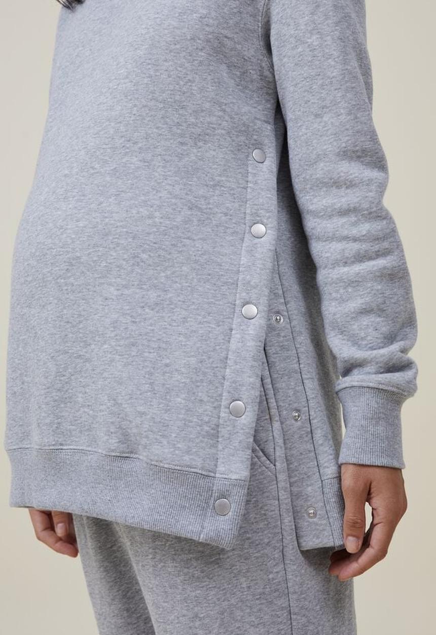 Cotton On - Maternity classic stud side crew fleece - grey marle