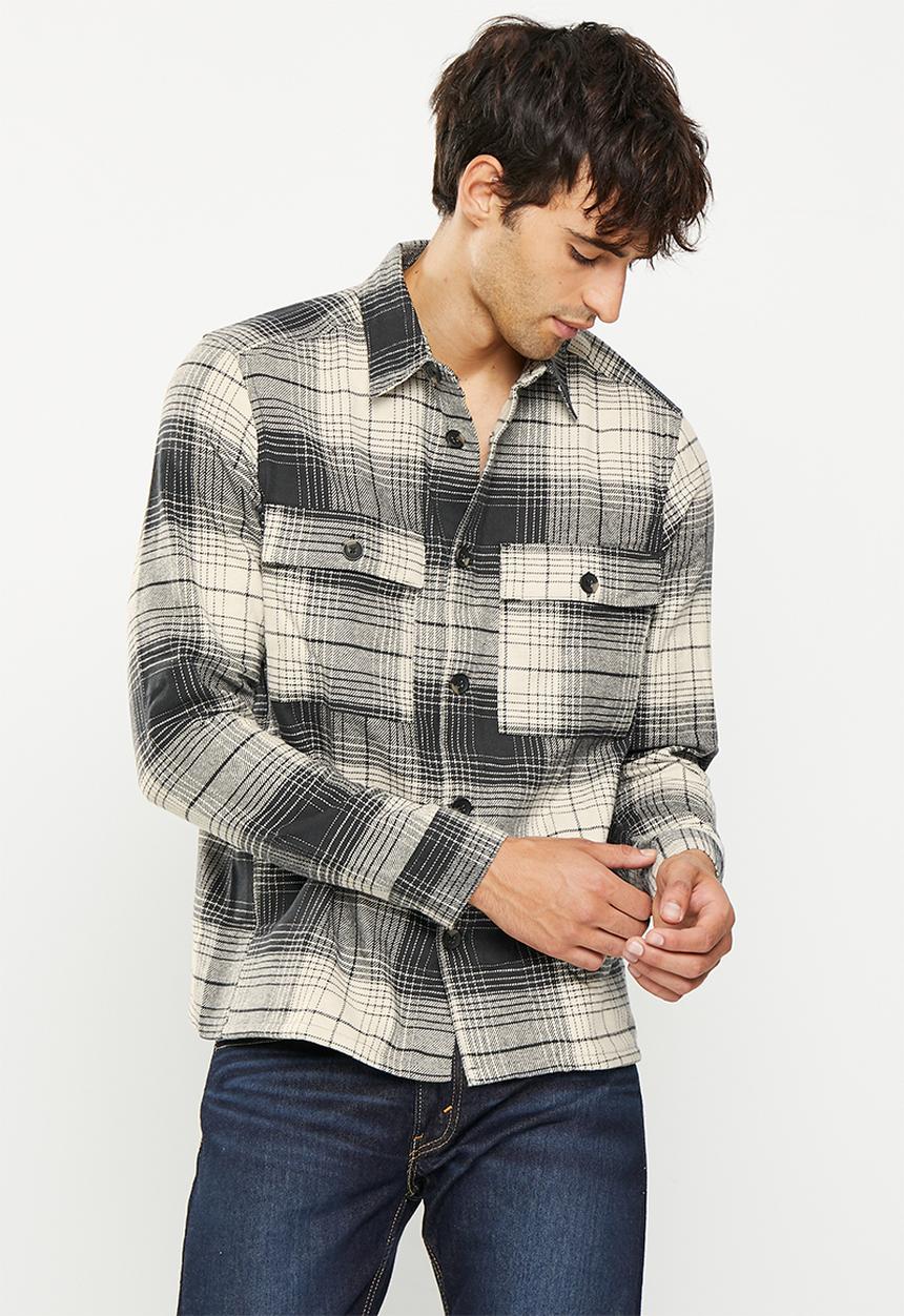 Only & Sons - Onsbaz overshirt 4pkt flannel check ls shirt - ecru