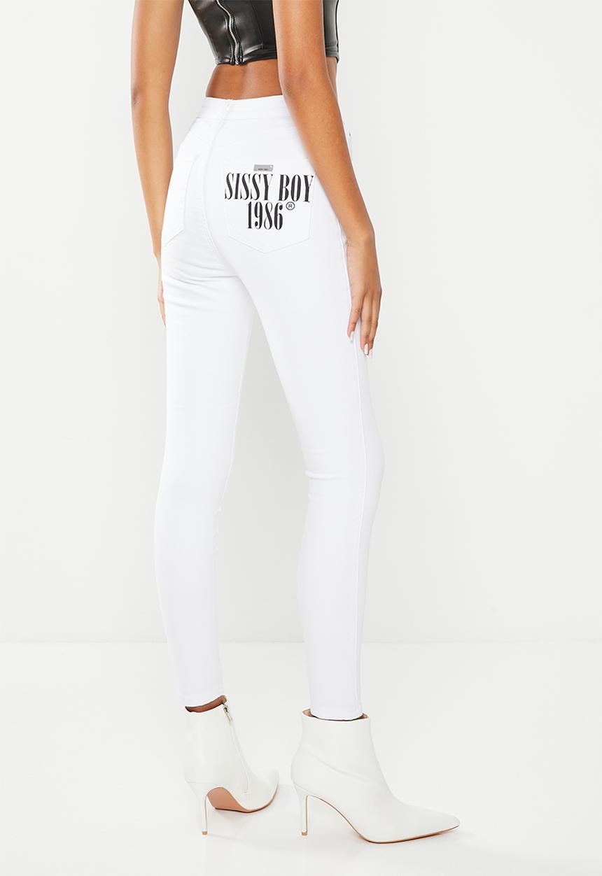 SISSY BOY - Not so basic: ryder skinny with a back pocket print - white