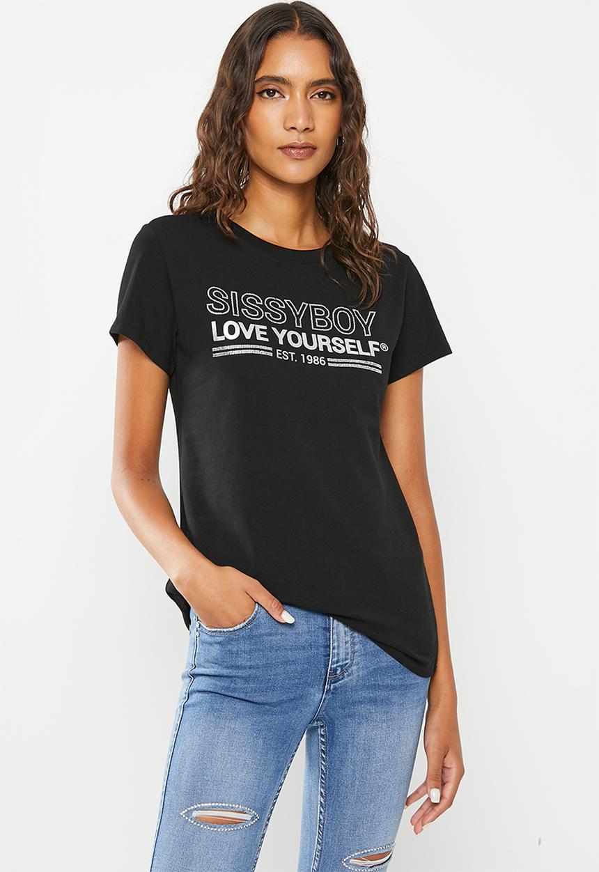 SISSY BOY - Phillipha: regular fit top with short sleeves - black