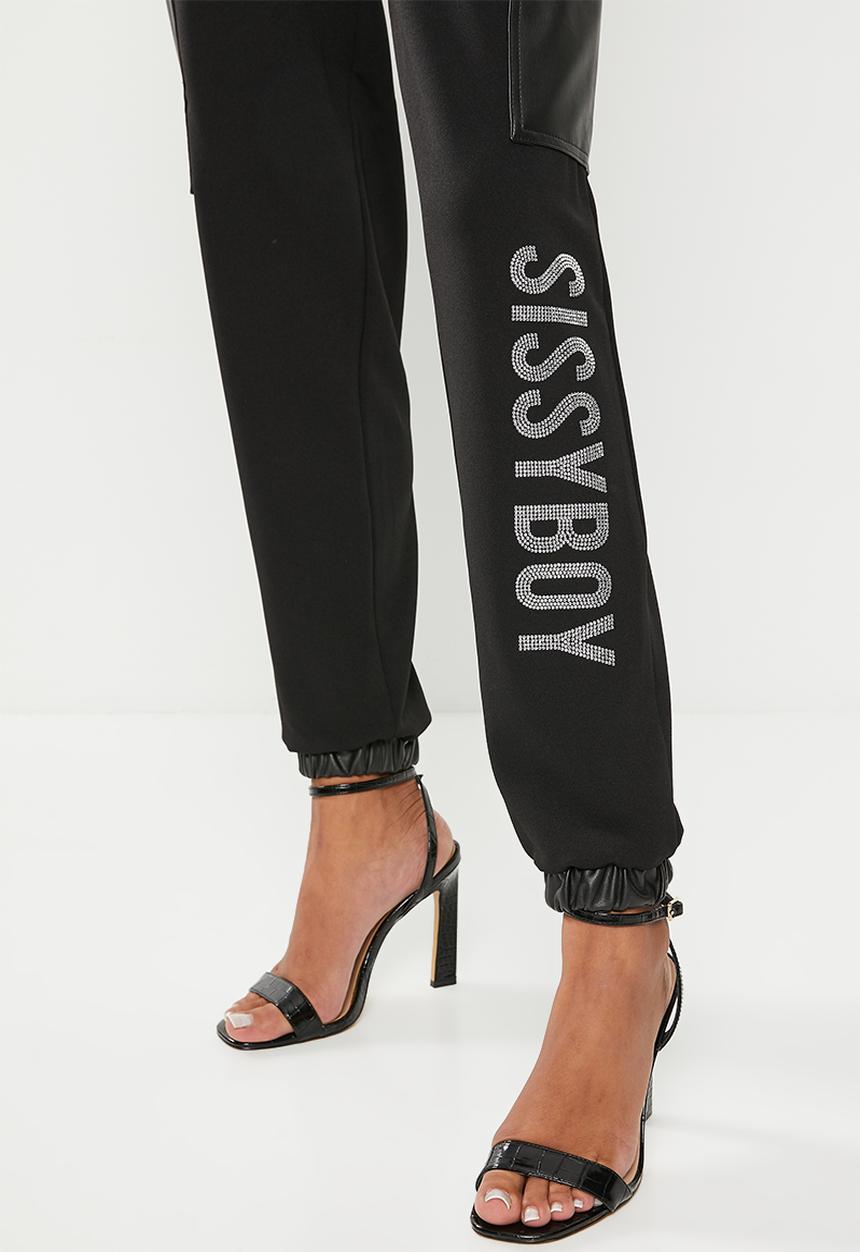 SISSY BOY - Never enough: cargo pants with elasticated waist - black