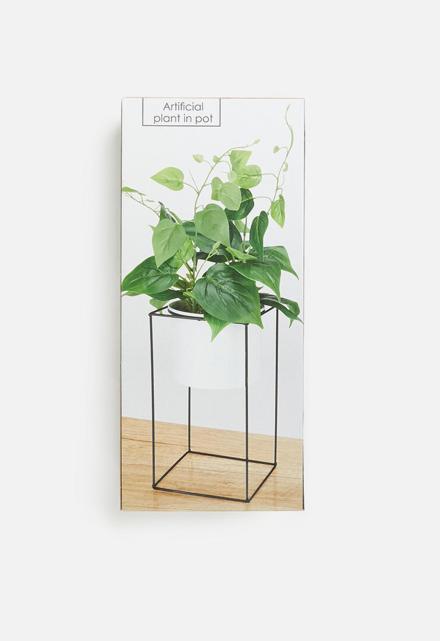 H&S - Artificial plant in stand - white
