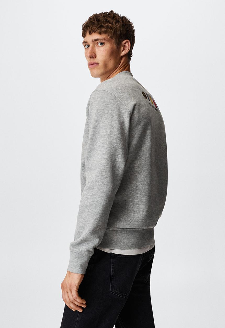 MANGO - Ferranc2 family embroidered cotton sweatshirt - grey