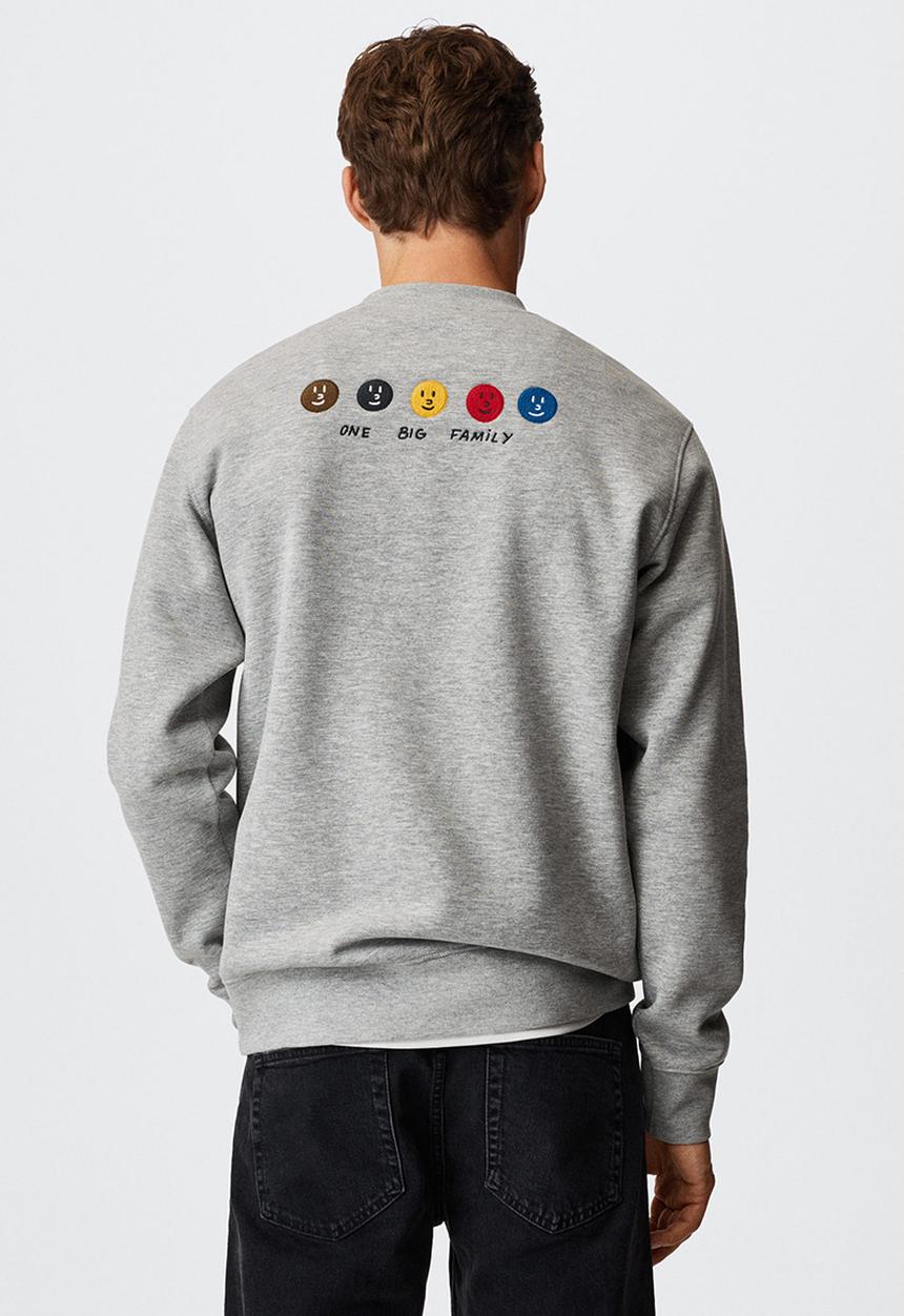 MANGO - Ferranc2 family embroidered cotton sweatshirt - grey