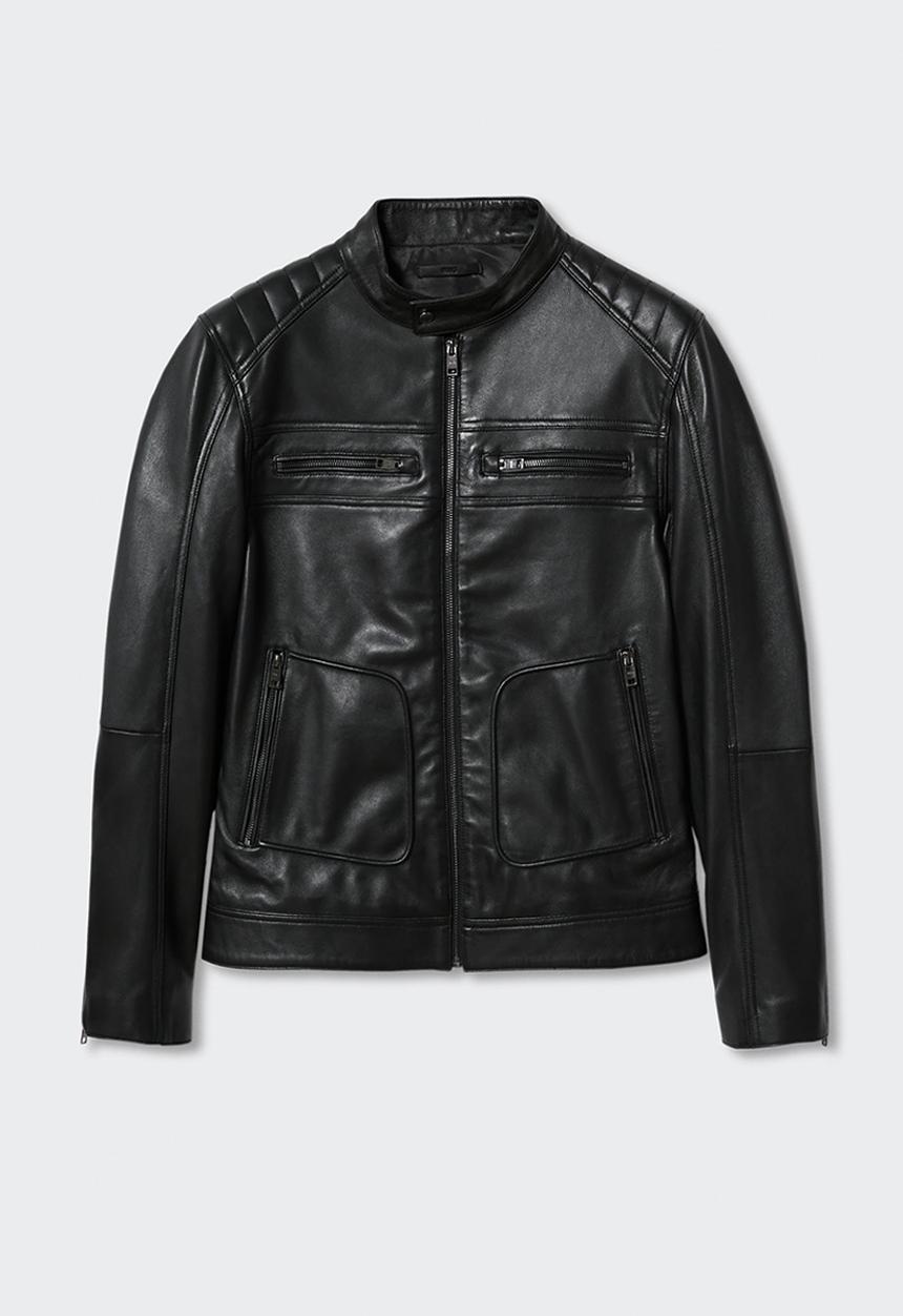 MANGO - Apollo leather jacket - black