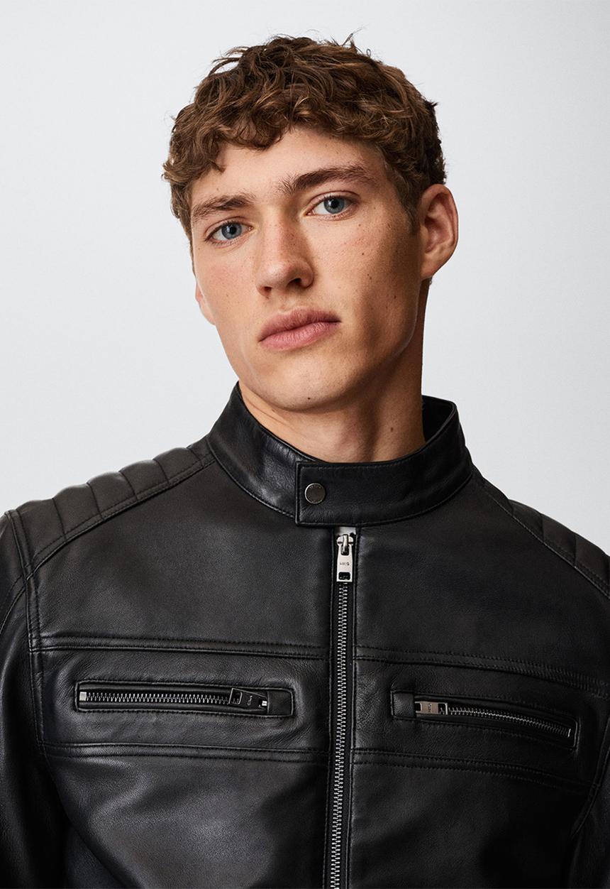 MANGO - Apollo leather jacket - black