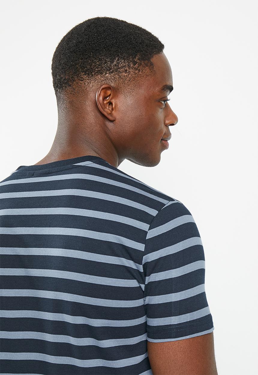 POLO - Men pjc lizwe short sleeve stripe tee - navy