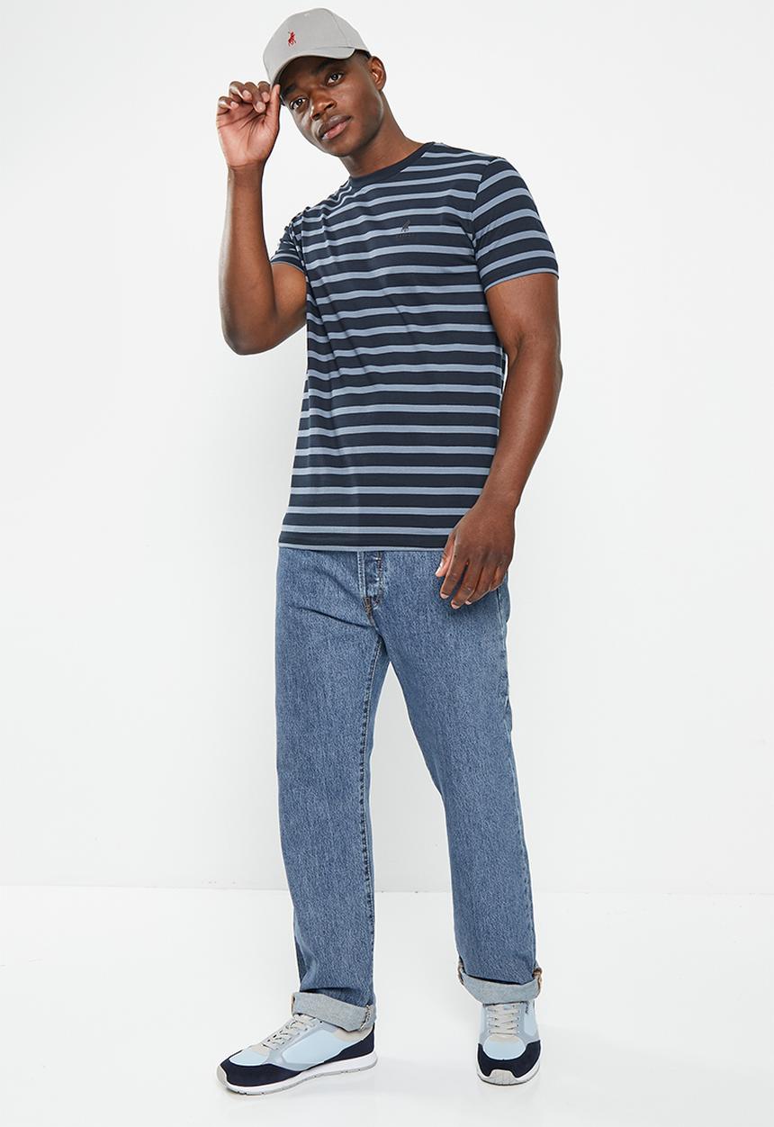 POLO - Men pjc lizwe short sleeve stripe tee - navy
