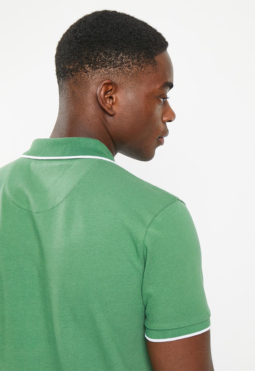 POLO - Men colourblock short sleeve pique golfer - green