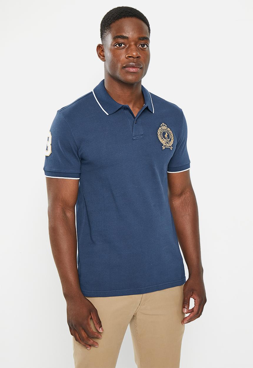 POLO - Men equestrian pique golfer - navy