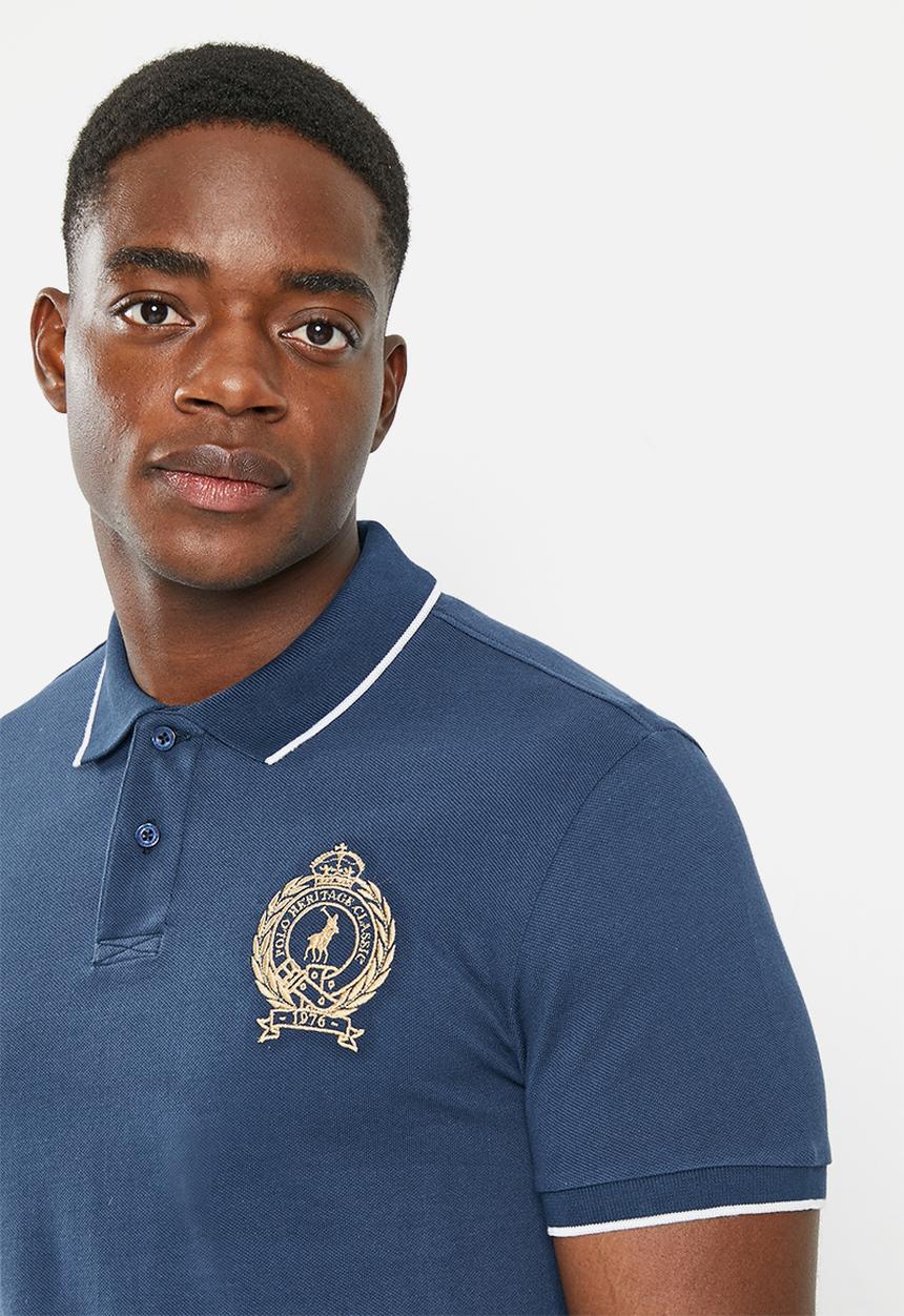 POLO - Men equestrian pique golfer - navy