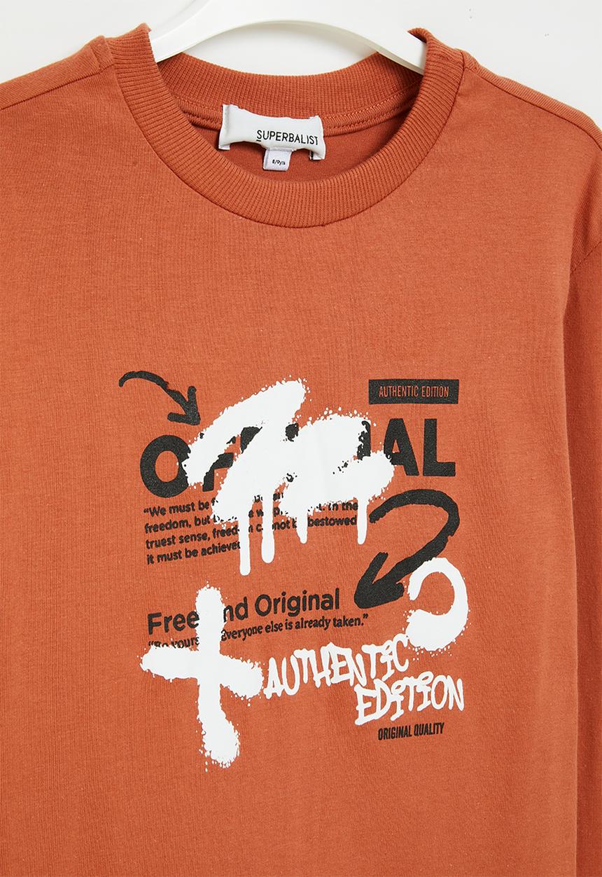 Superbalist - Boys graphic long sleeve tee - tobacco