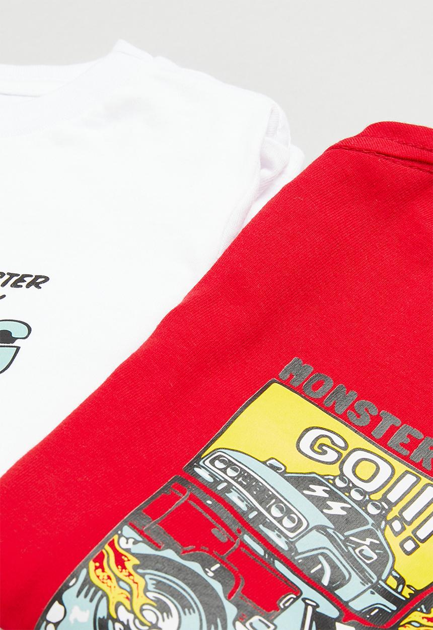 Superbalist - 2 pack graphic long sleeve tee - red & white