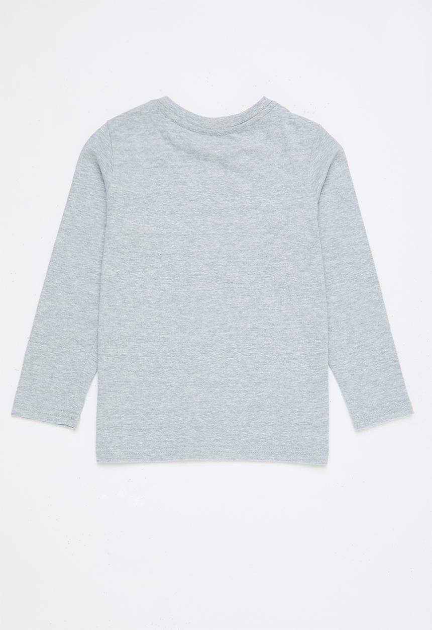 Superbalist - 2 Pack graphic long sleeve tee - black & grey melange