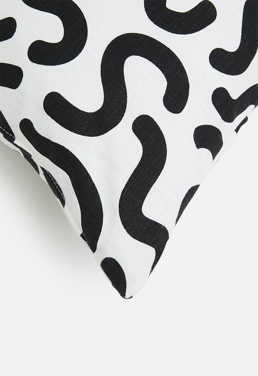 Sixth Floor - Squigg printed cushion cover - black & white