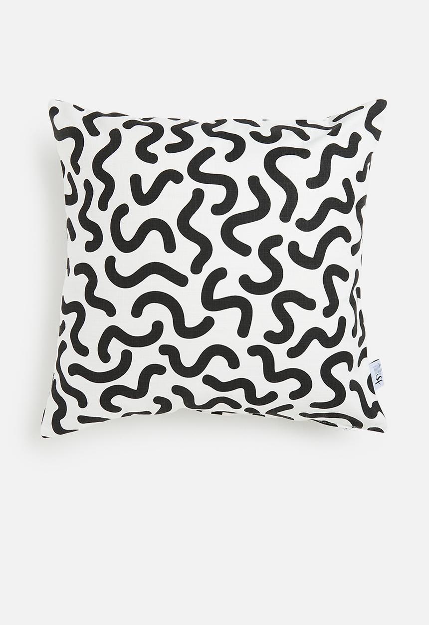 Sixth Floor - Squigg printed cushion cover - black & white