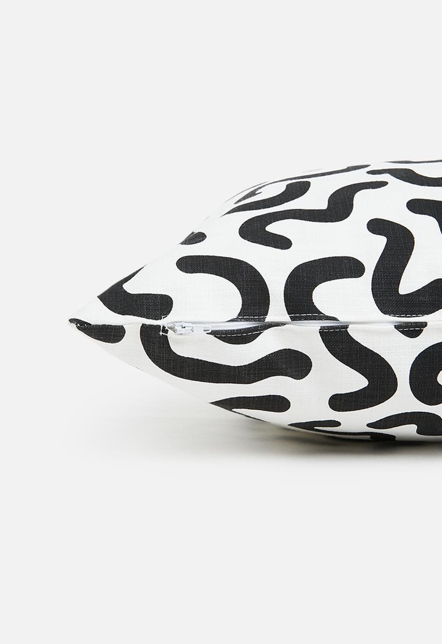 Sixth Floor - Squigg printed cushion cover - black & white