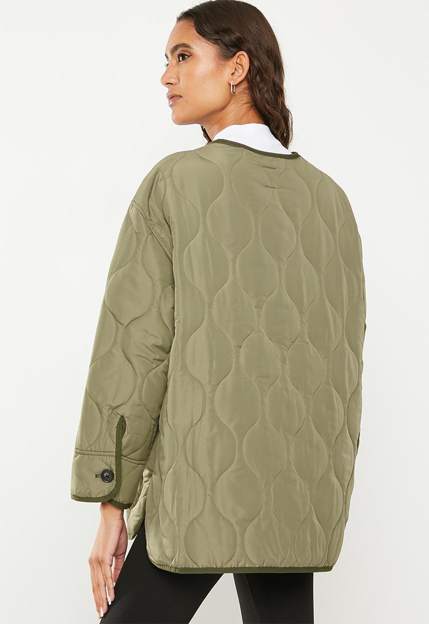 ONLY - Charlee long sleeve oversize quilt jacket - deep lichen green
